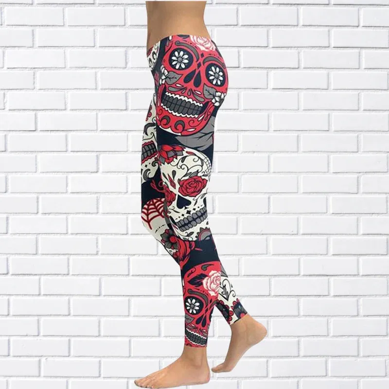 Funki Buys | Pants | Women's Yoga Pants | Skull Print Leggings