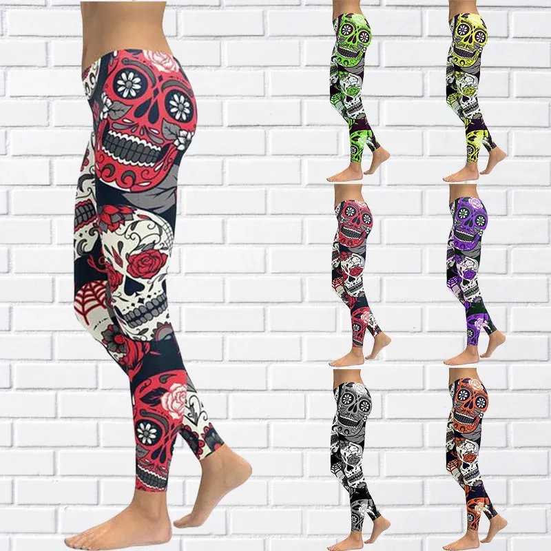 Funki Buys | Pants | Women's Yoga Pants | Skull Print Leggings