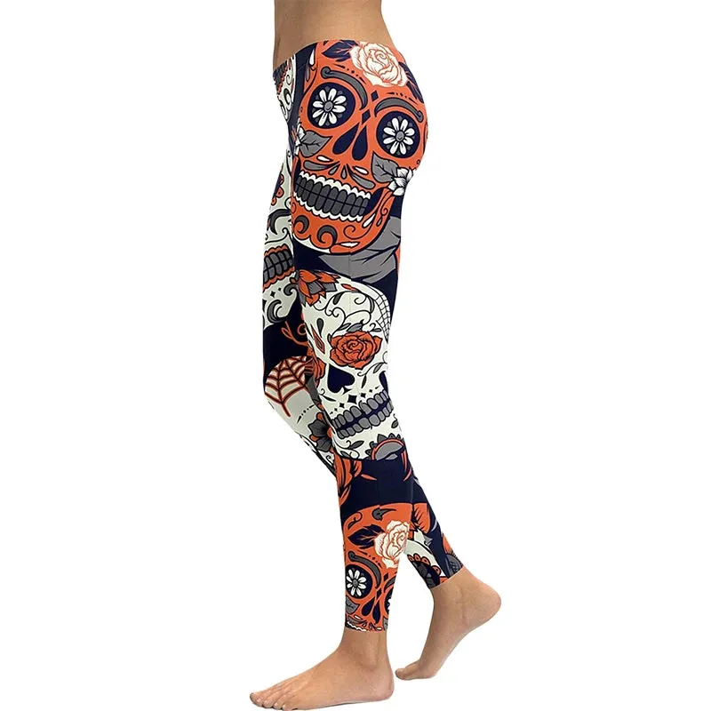 Funki Buys | Pants | Women's Yoga Pants | Skull Print Leggings