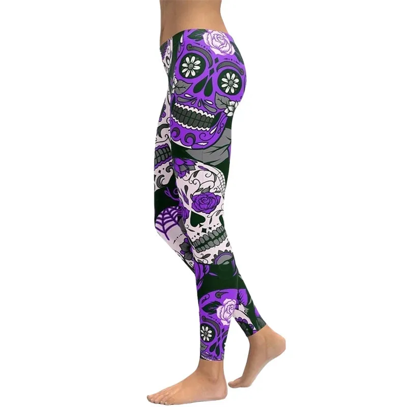 Funki Buys | Pants | Women's Yoga Pants | Skull Print Leggings