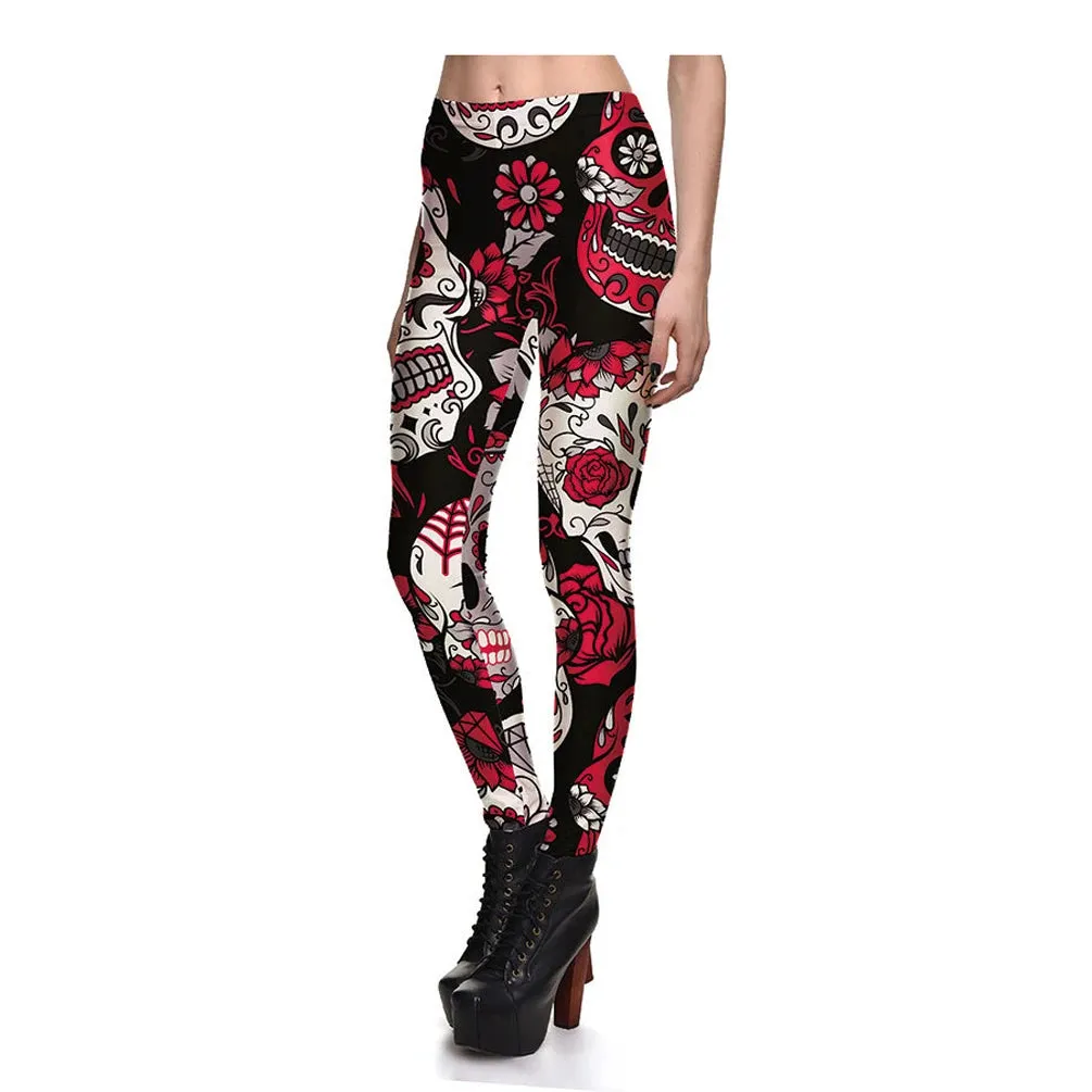 Funki Buys | Pants | Women's Yoga Pants | Skull Print Leggings