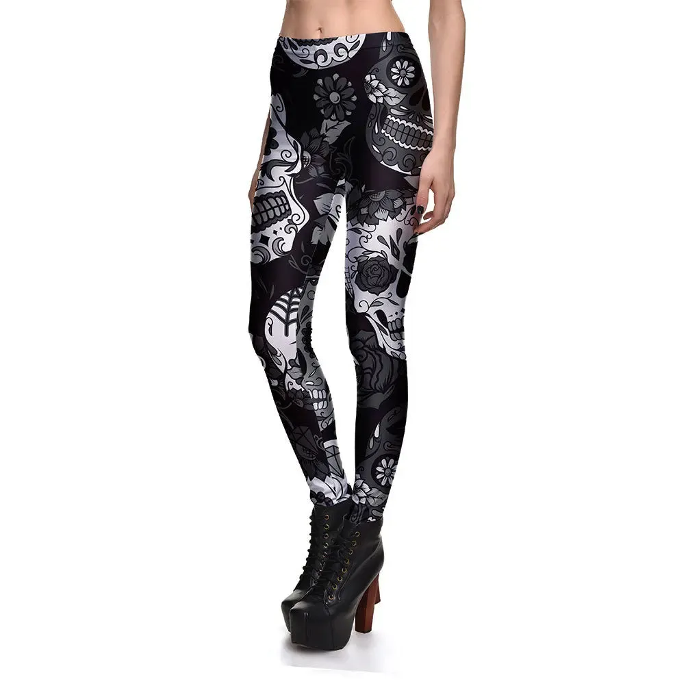 Funki Buys | Pants | Women's Yoga Pants | Skull Print Leggings