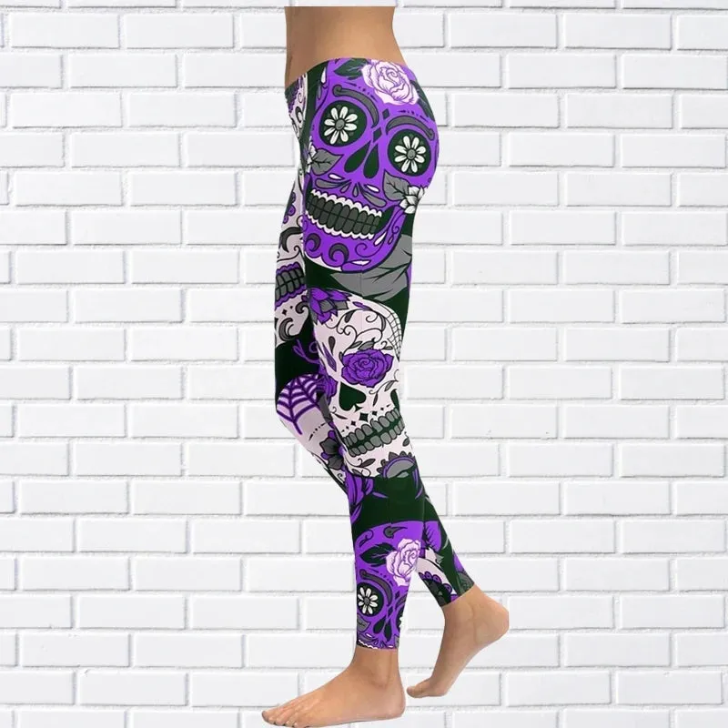 Funki Buys | Pants | Women's Yoga Pants | Skull Print Leggings