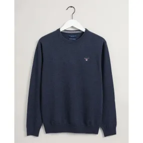 GANT Super Fine Lambswool Crew Neck Sweater - Dark Navy Melange