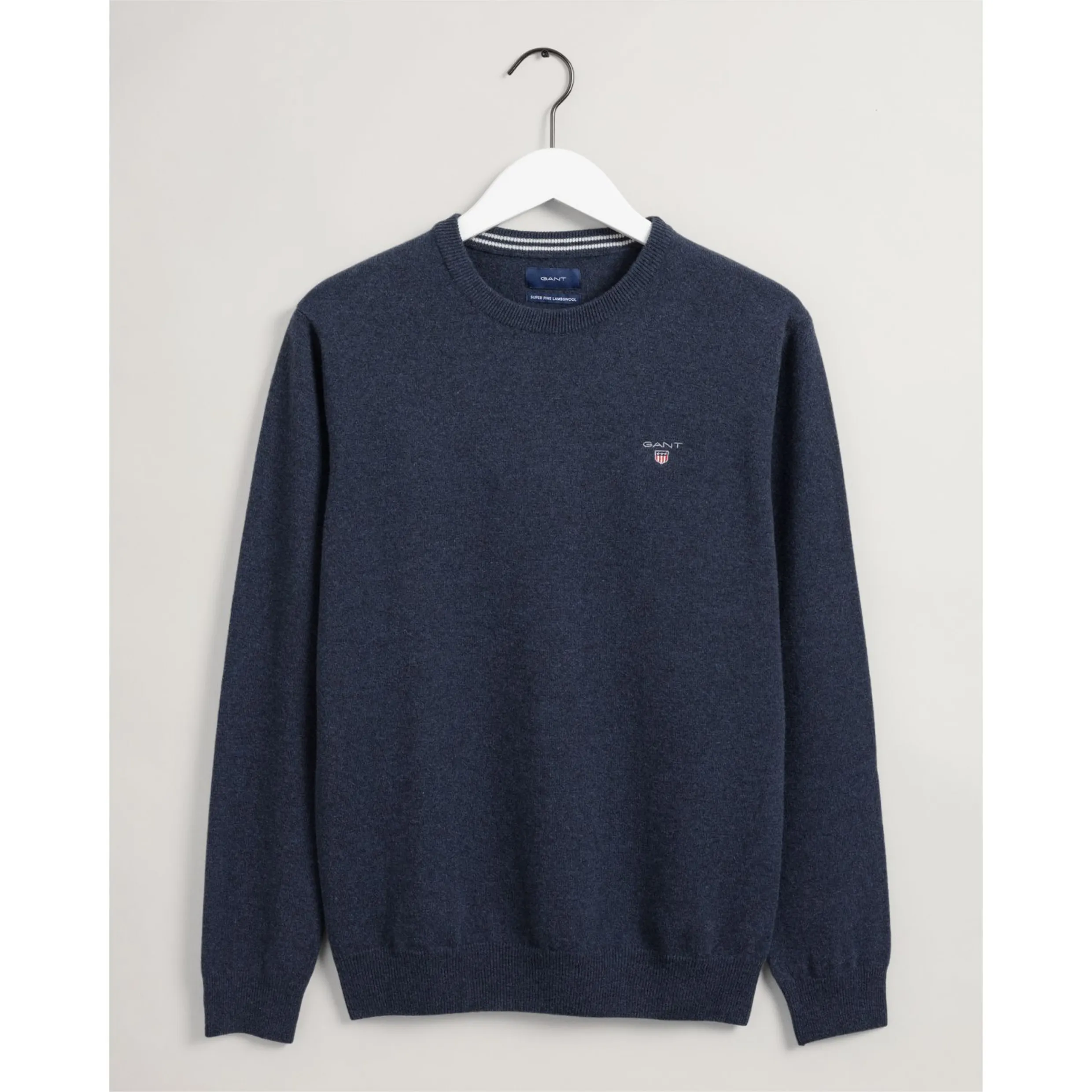 GANT Super Fine Lambswool Crew Neck Sweater - Dark Navy Melange