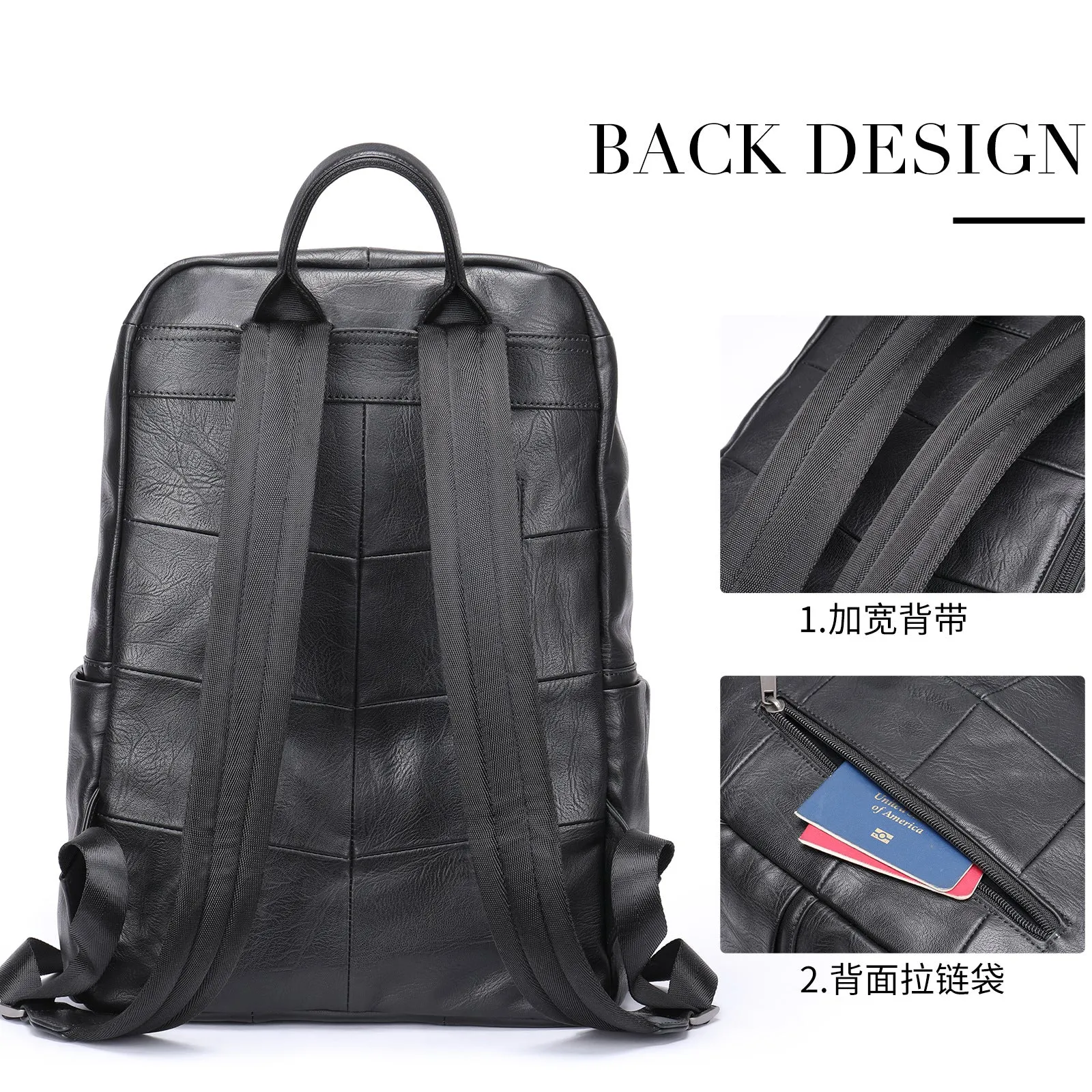 Genuine Leather Backpack Simple and Lightweight Travel Bag Business Casual Backpack Men's Large Capacity Travel Computer Schoolbag