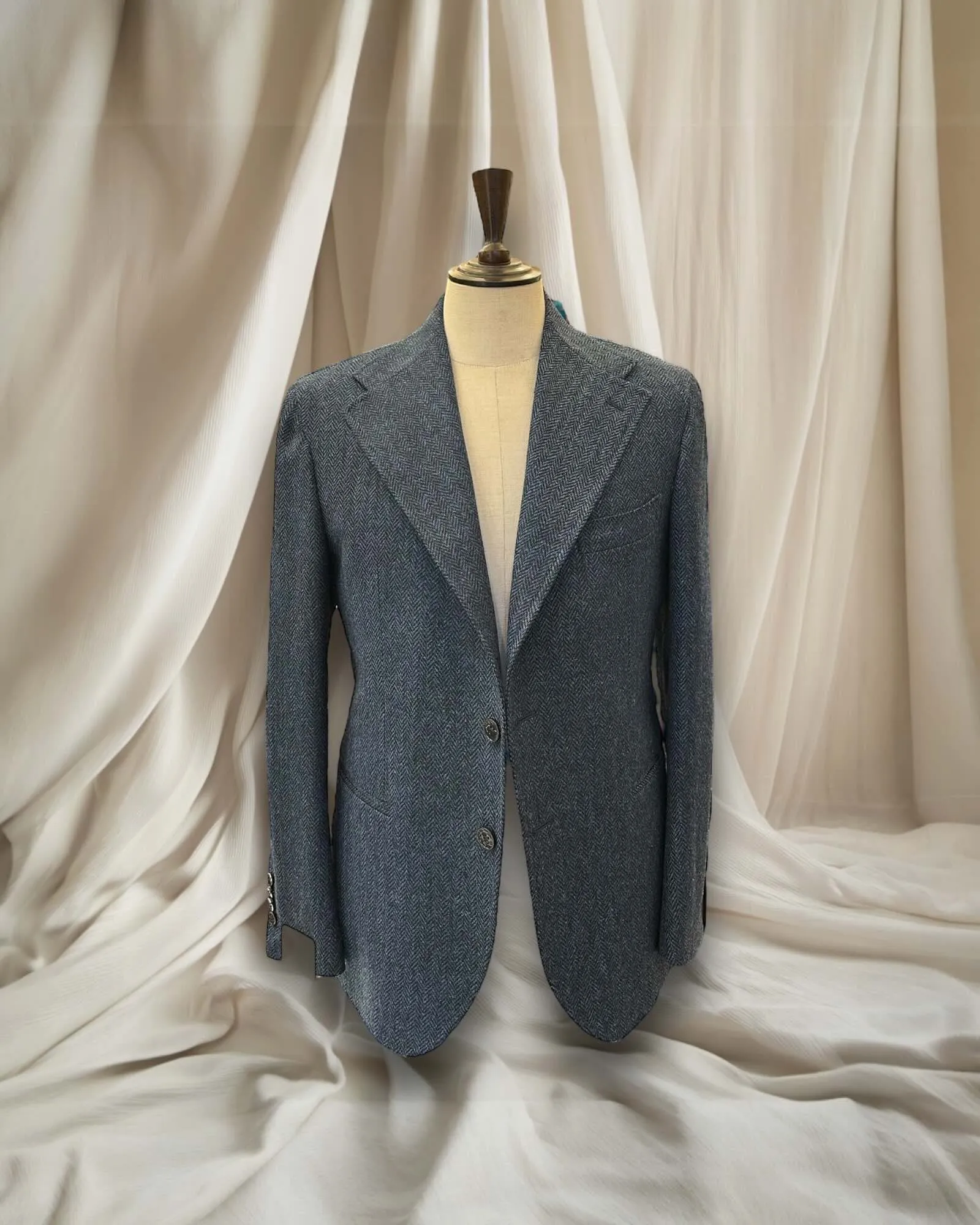 Giacca Blazer in Pura Lana Tweed Blu