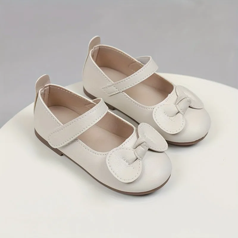 Girls Bowknot Lightweight Hook And Loop Non-Slip Flat Shoes, Spring And Summer