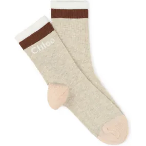 Girls Grey Logo Socks