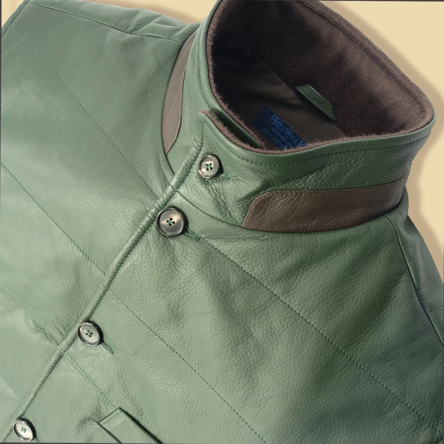 Green Leather Button-Up Gilet