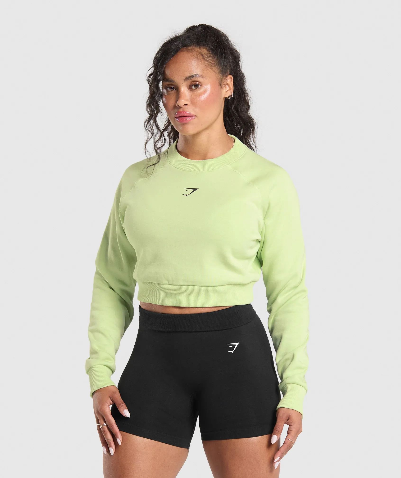 Gymshark Dumbells & Deadlifts Crop Sweater - Pastel Sage Green