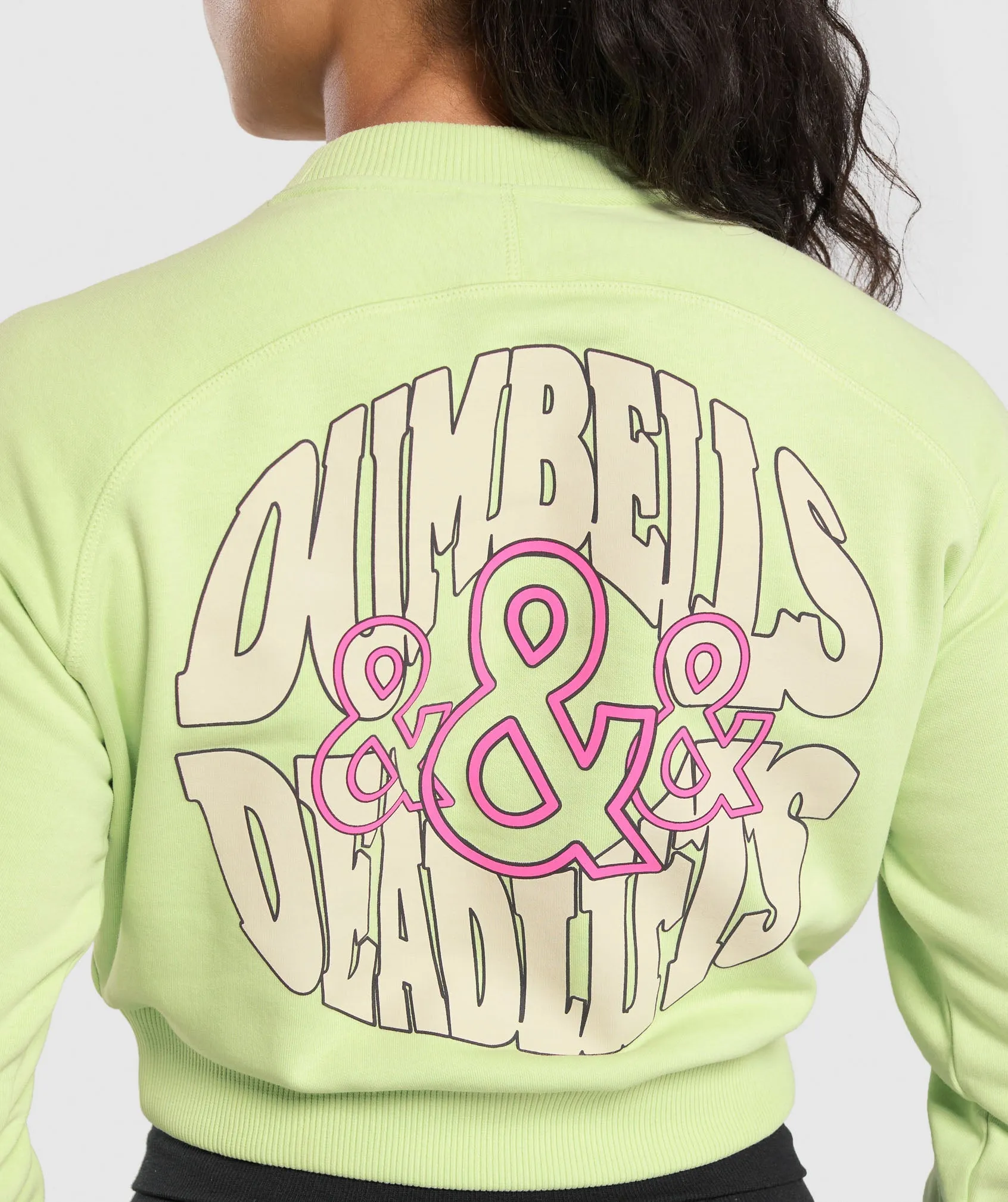 Gymshark Dumbells & Deadlifts Crop Sweater - Pastel Sage Green