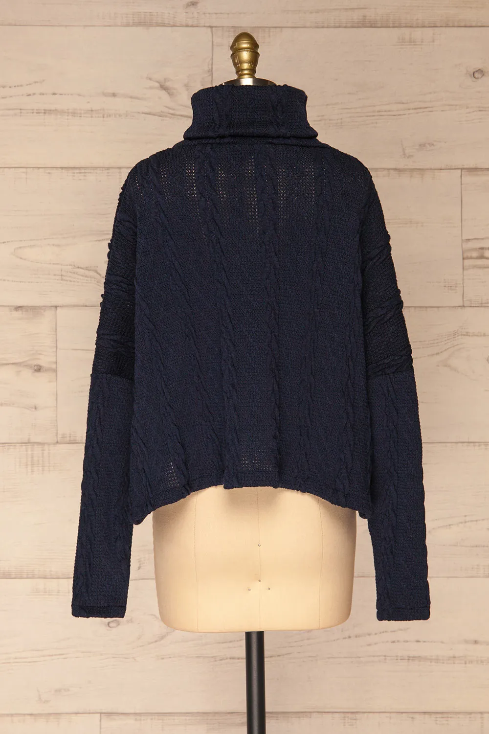 Hellen Navy | Cropped Knit Sweater