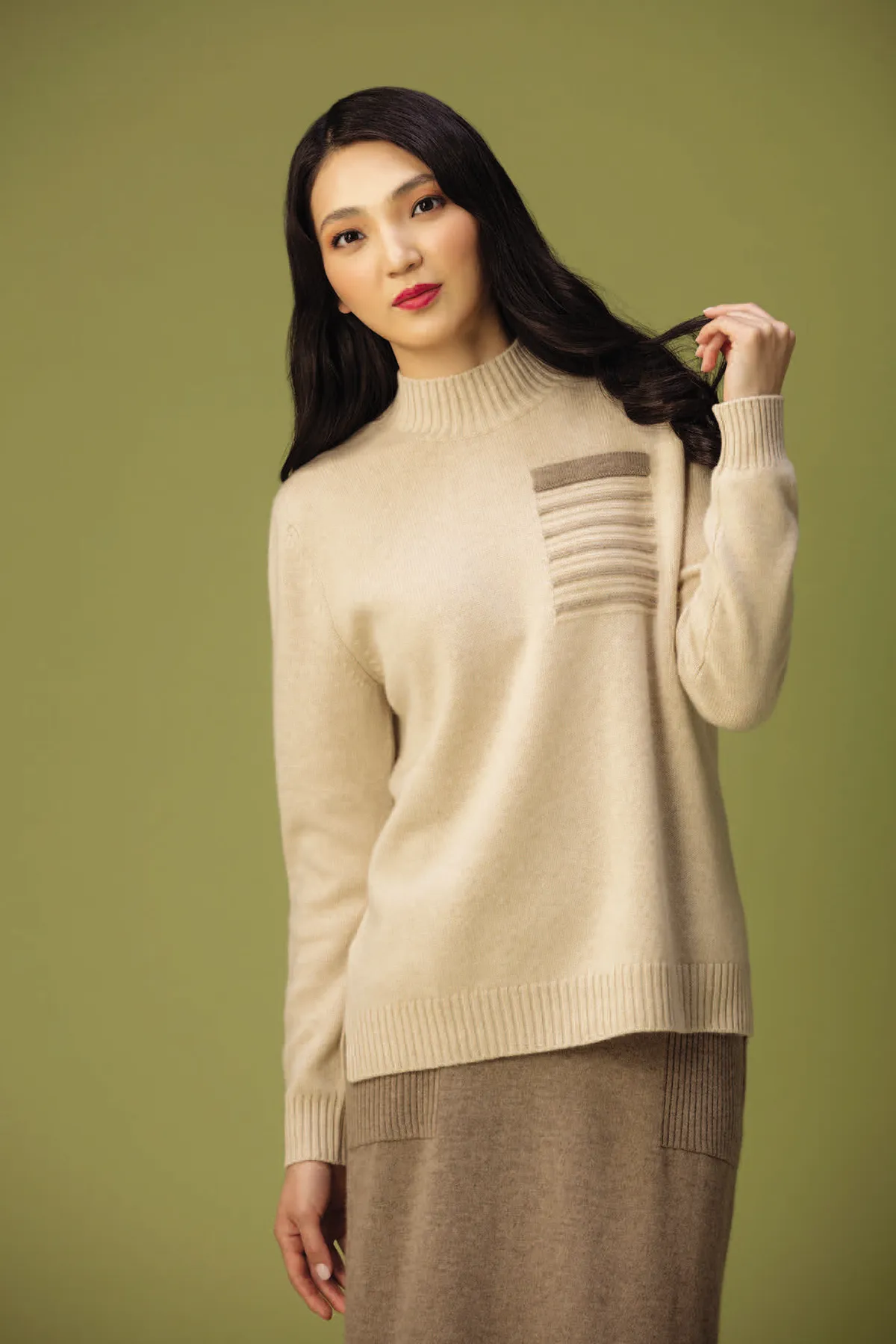 Hi-Neck Cashmere Crewneck