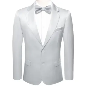 Hi-Tie Blazer Sliver Grey Men's Wedding Business Solid Top Men Suit