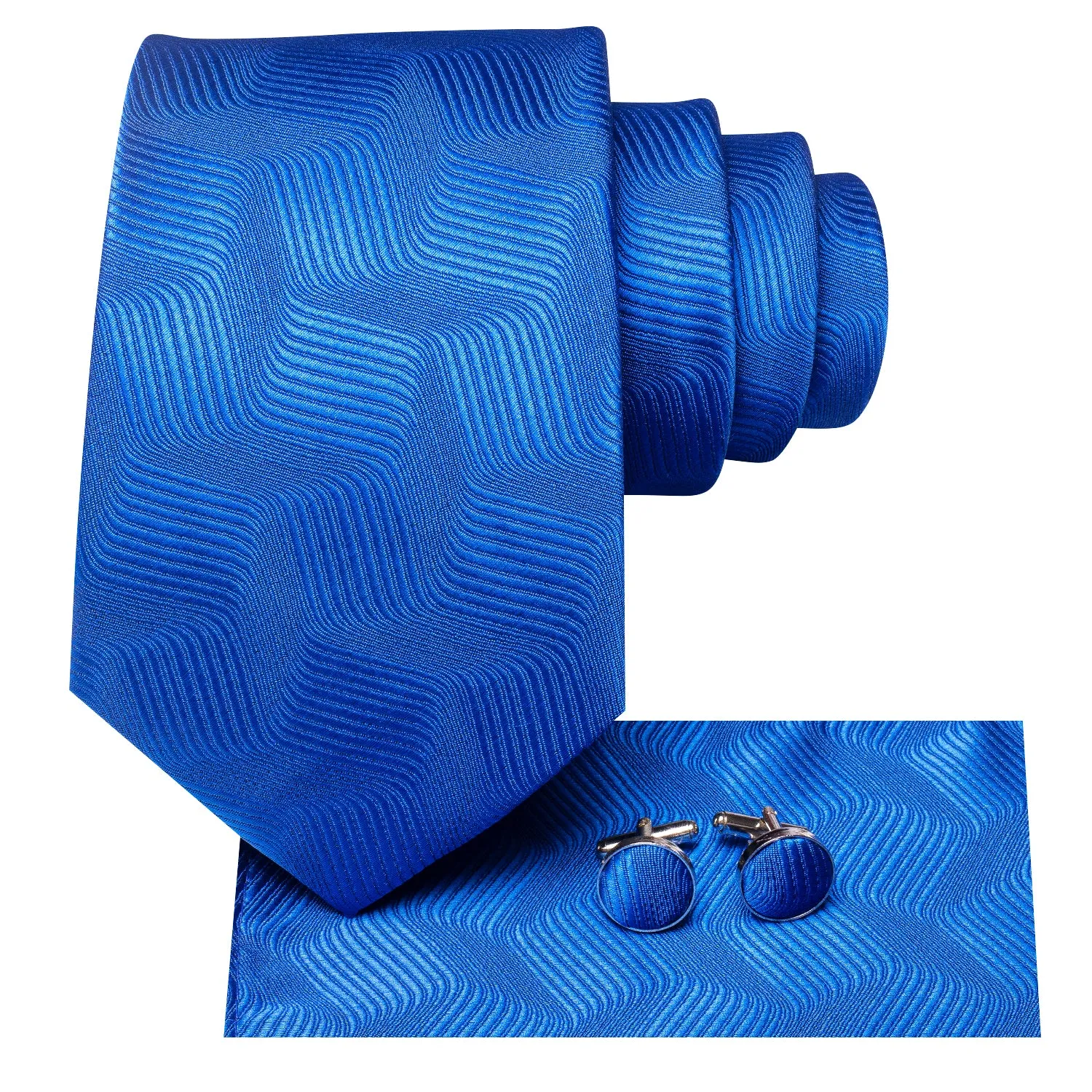 Hi-Tie Dodger Blue Necktie Stripes Novelty Tie Hanky Cufflinks Set