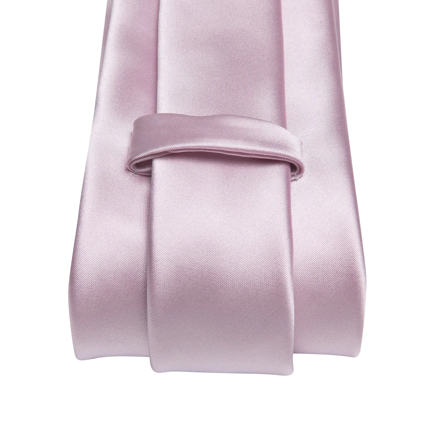 Hi-Tie Light Pink Solid Necktie Pocket Square Cufflinks Set for Men