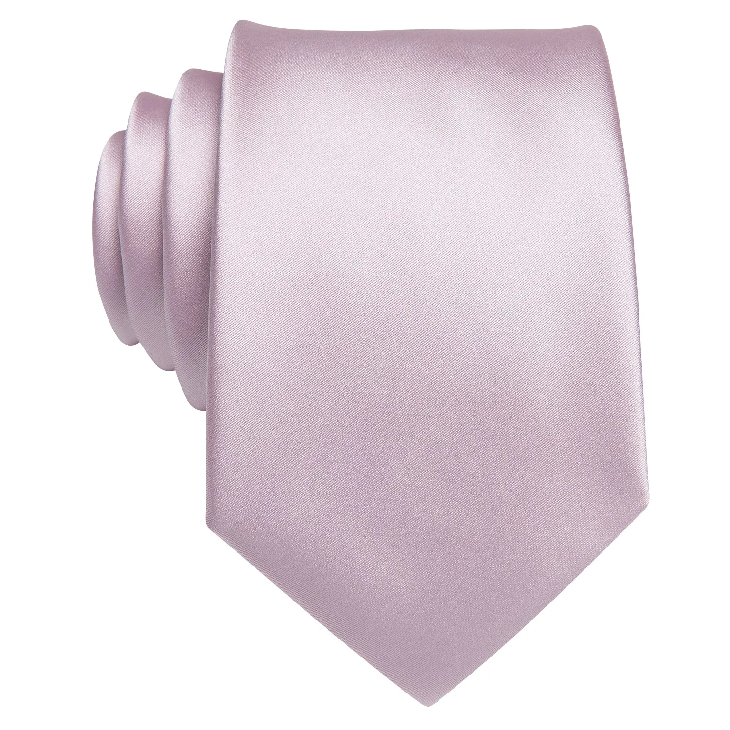 Hi-Tie Light Pink Solid Necktie Pocket Square Cufflinks Set for Men