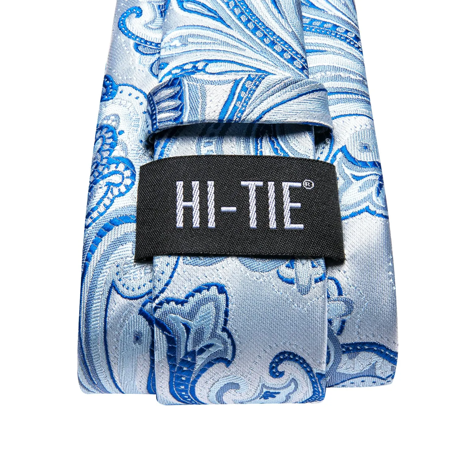 Hi-Tie Paisley Tie Sky Blue Silk Necktie for Men