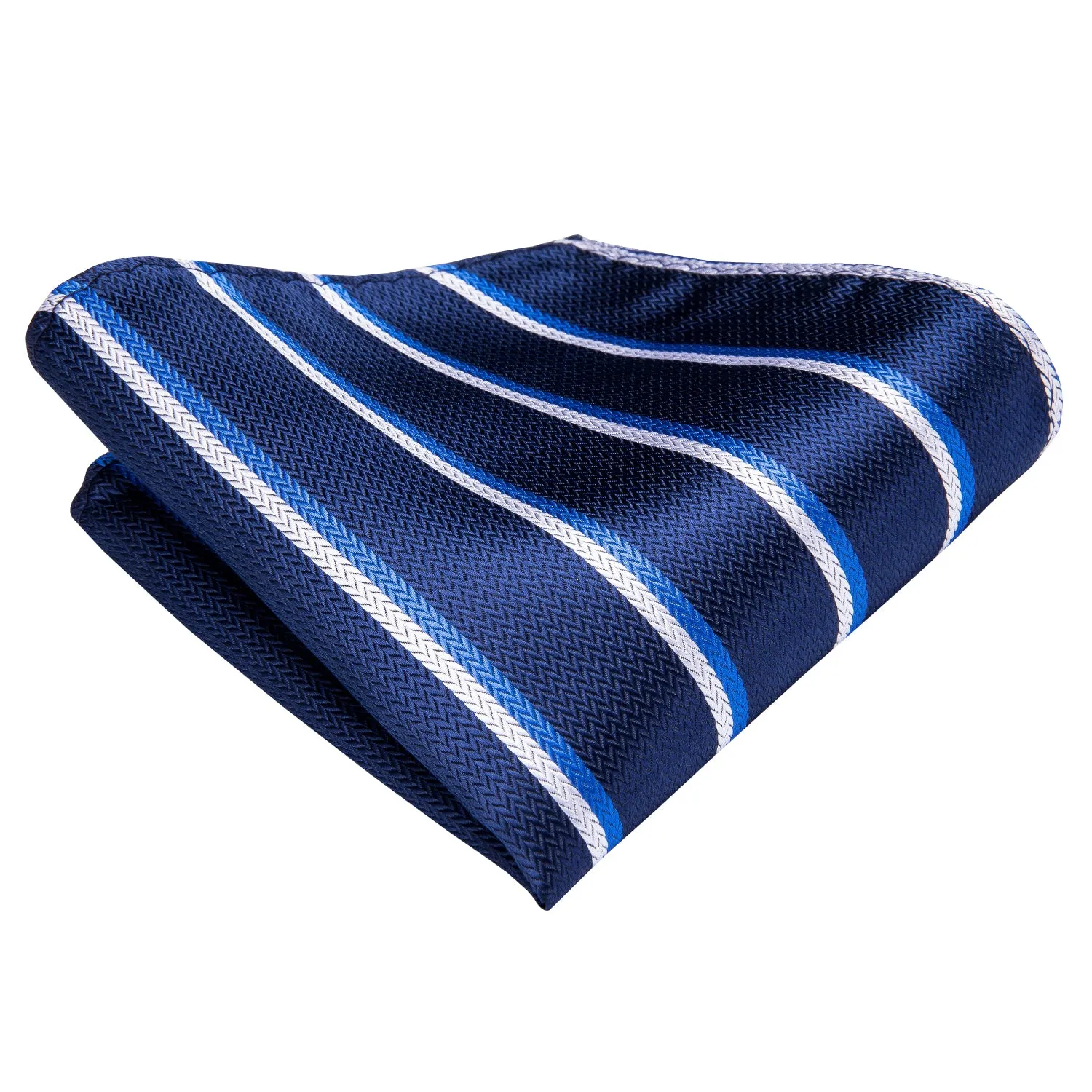 Hi-Tie Striped Necktie Royal Blue Necktie Pocket Square Cufflinks Set