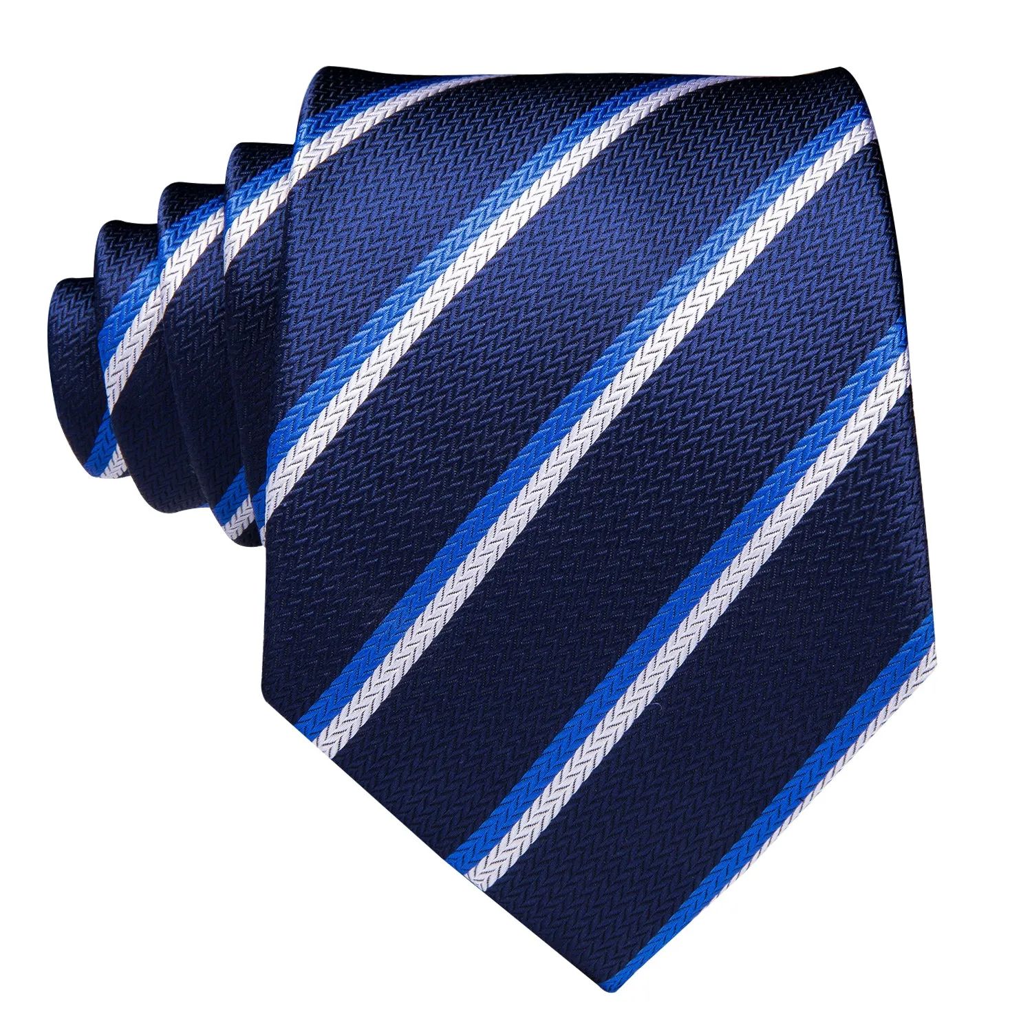 Hi-Tie Striped Necktie Royal Blue Necktie Pocket Square Cufflinks Set