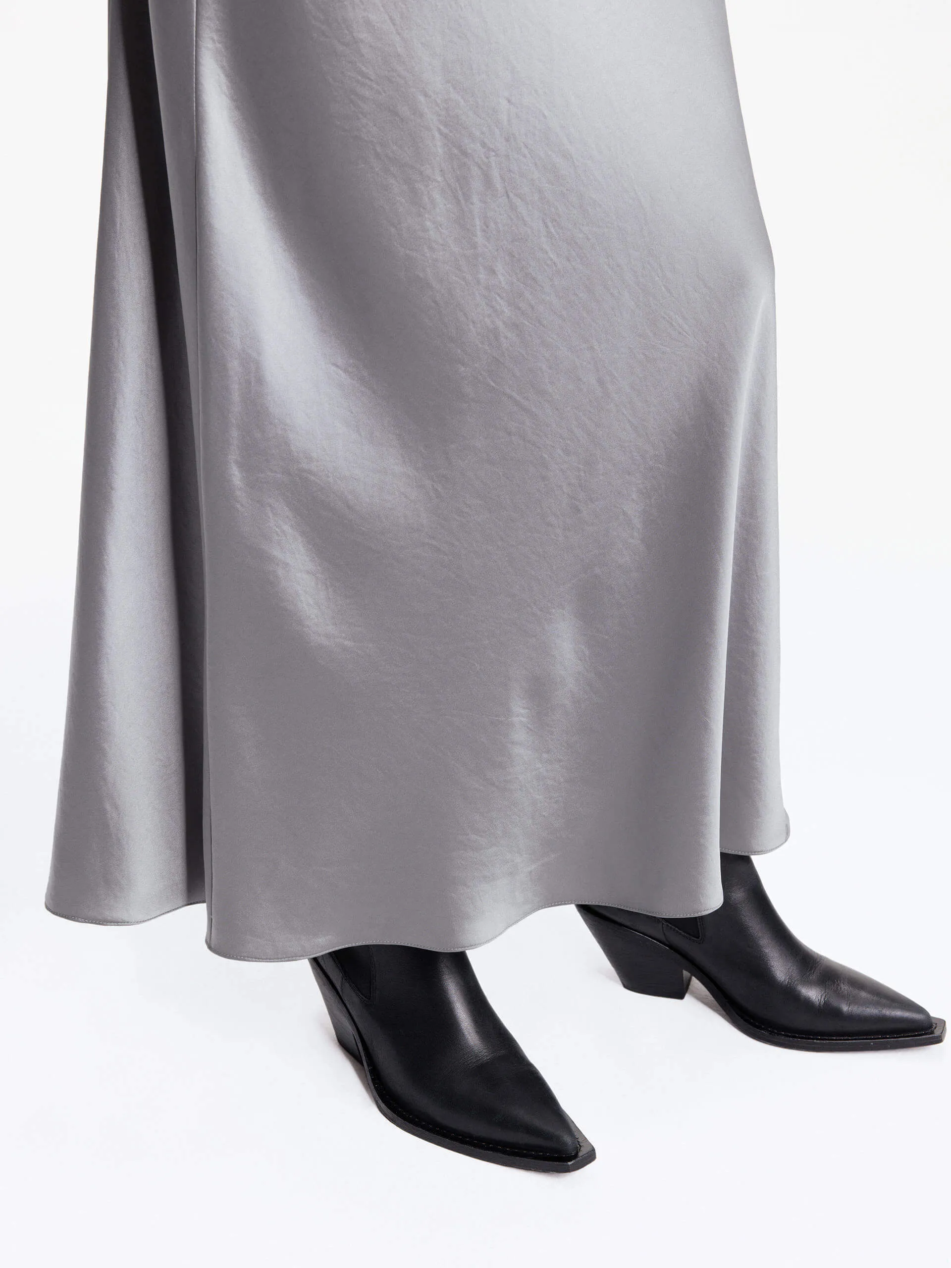 High Rise Satin Maxi Skirt