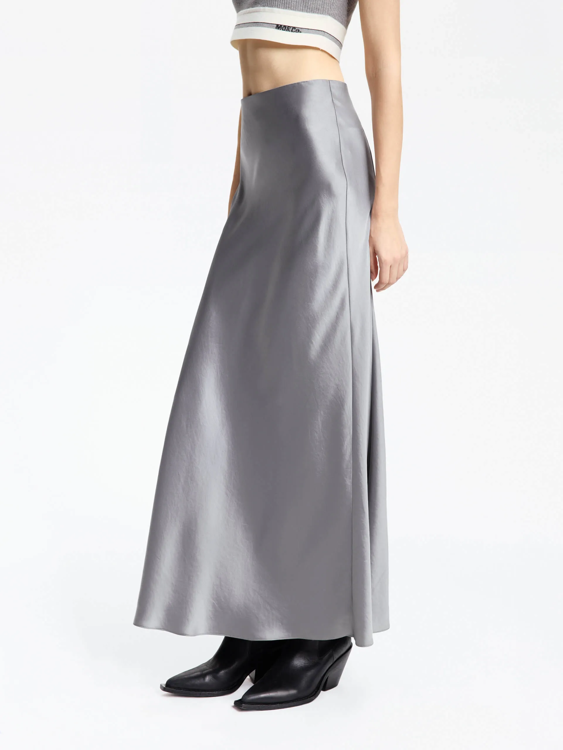 High Rise Satin Maxi Skirt