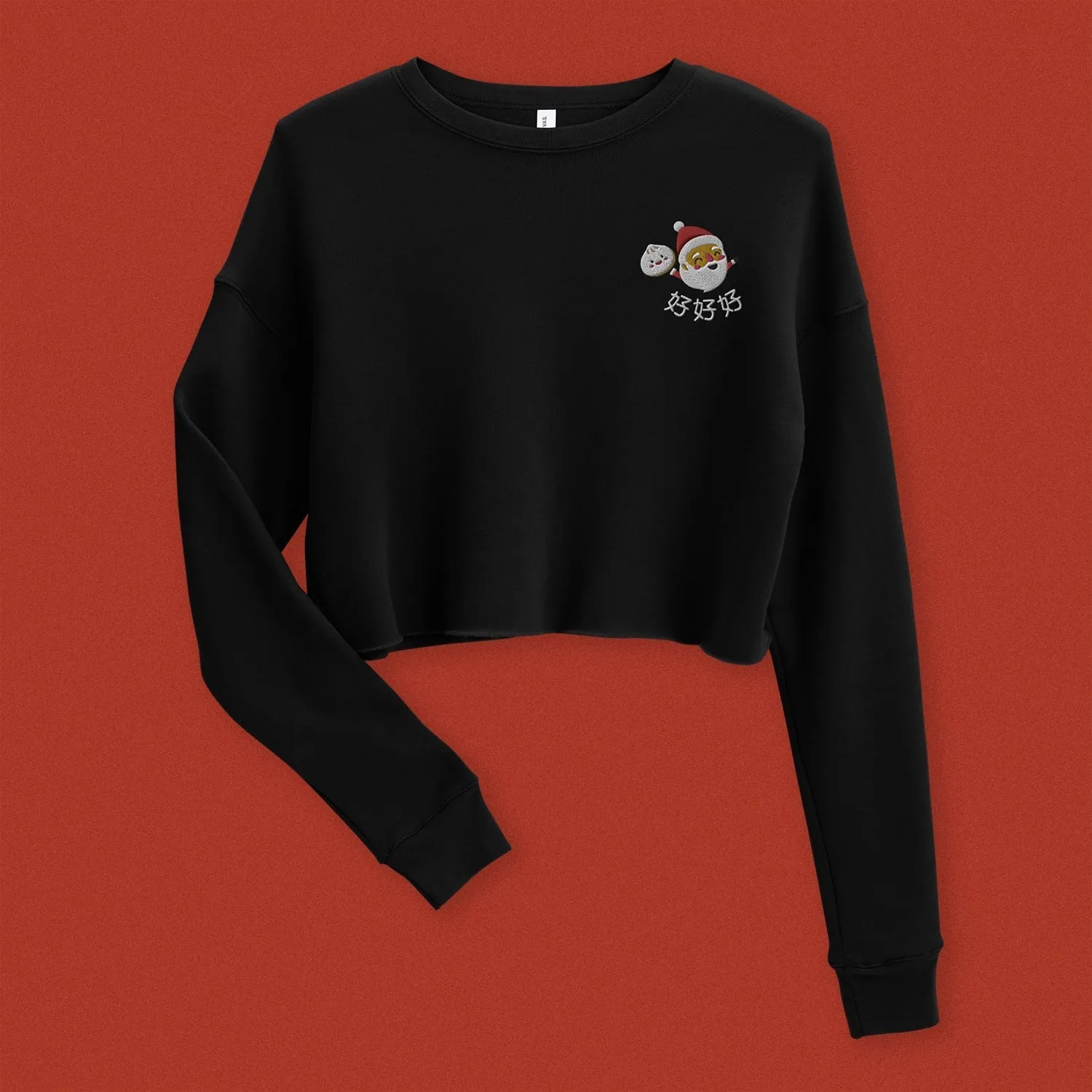 Ho Ho Ho Embroidered Crop Sweatshirt