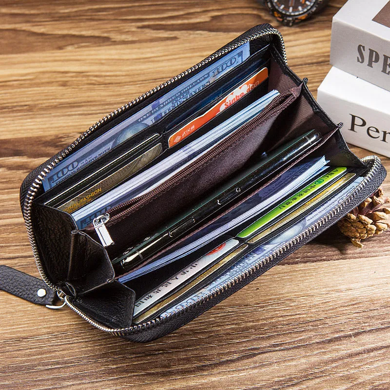 HOT Trade New Men's Wallet HOTan and NEWn Genuine Cattlehide Leather Surface Coin Purse Long Clutch Business Gift Pouch