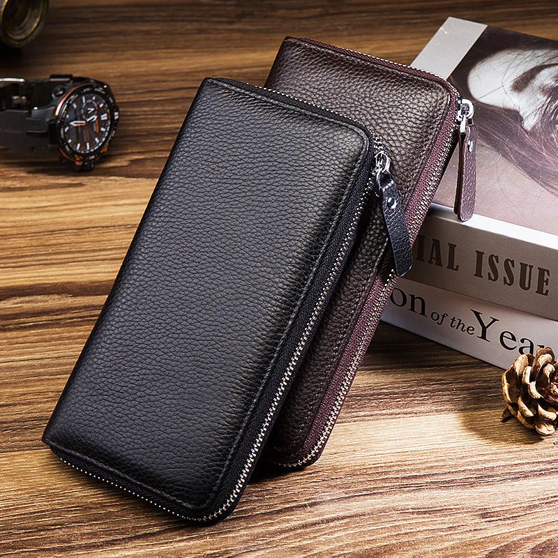 HOT Trade New Men's Wallet HOTan and NEWn Genuine Cattlehide Leather Surface Coin Purse Long Clutch Business Gift Pouch