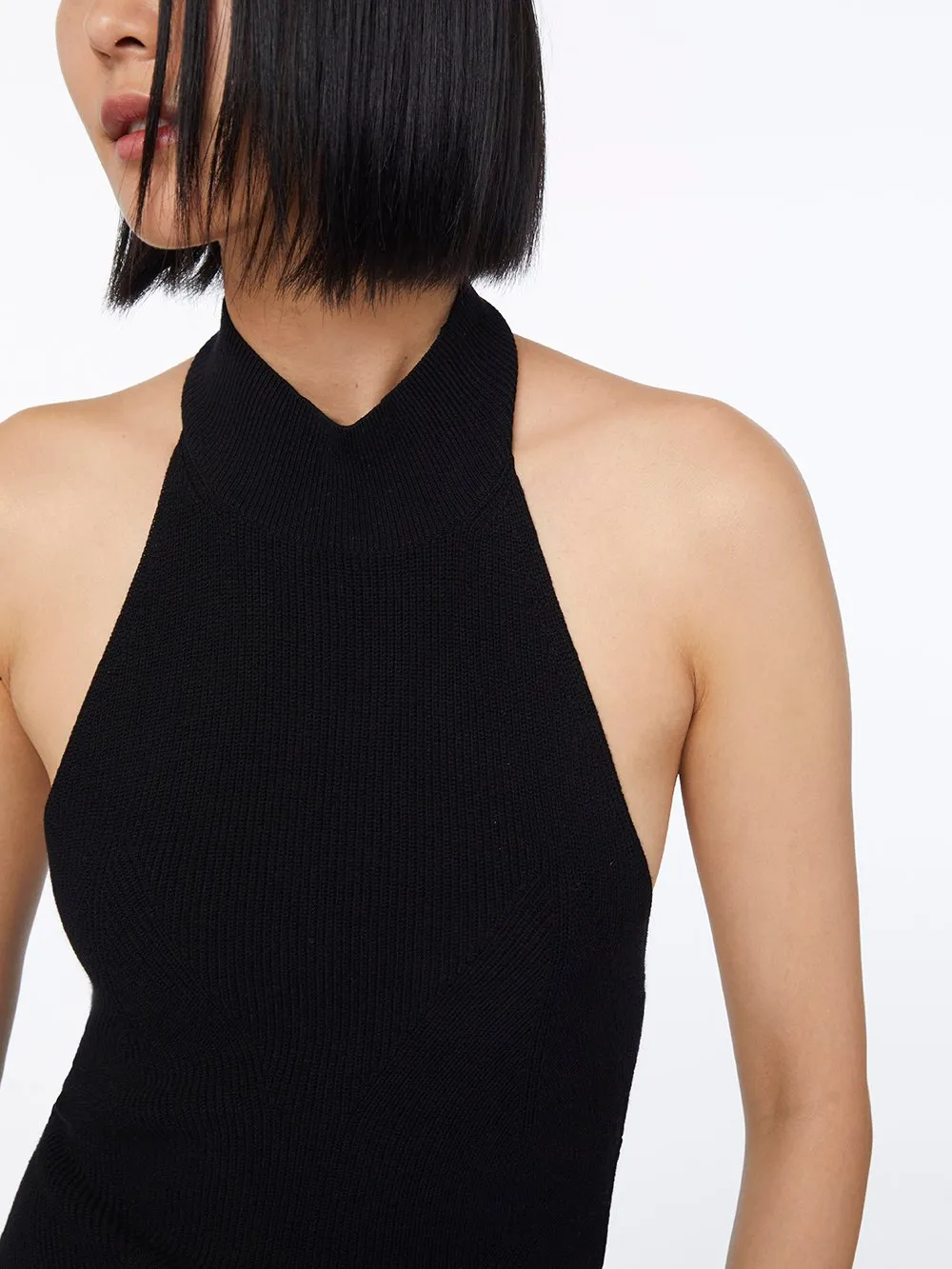 Imaan x FRAME Halter Sweater Top -- Noir