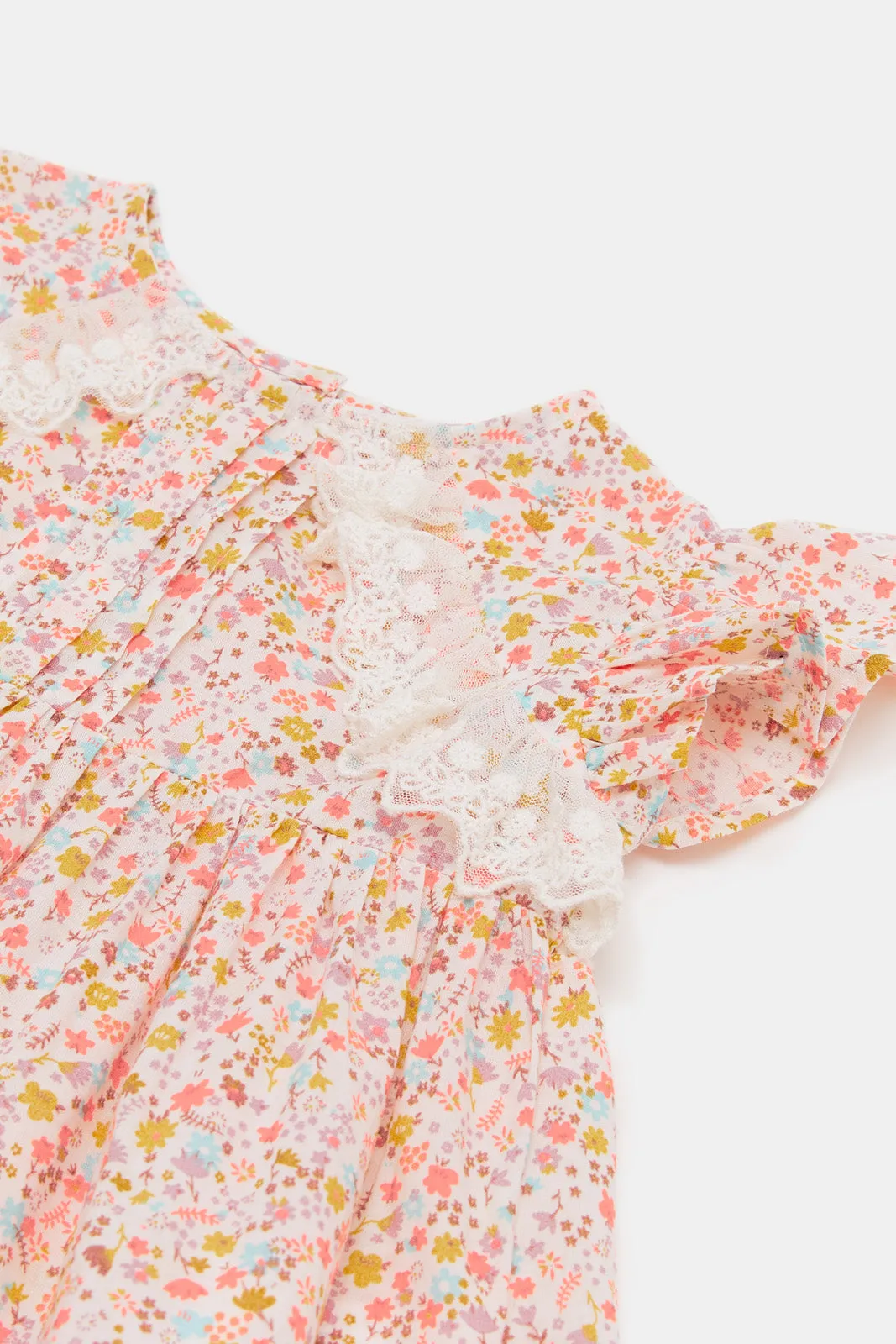 Infant Girls Ivory Ditsy Floral Print Blouse