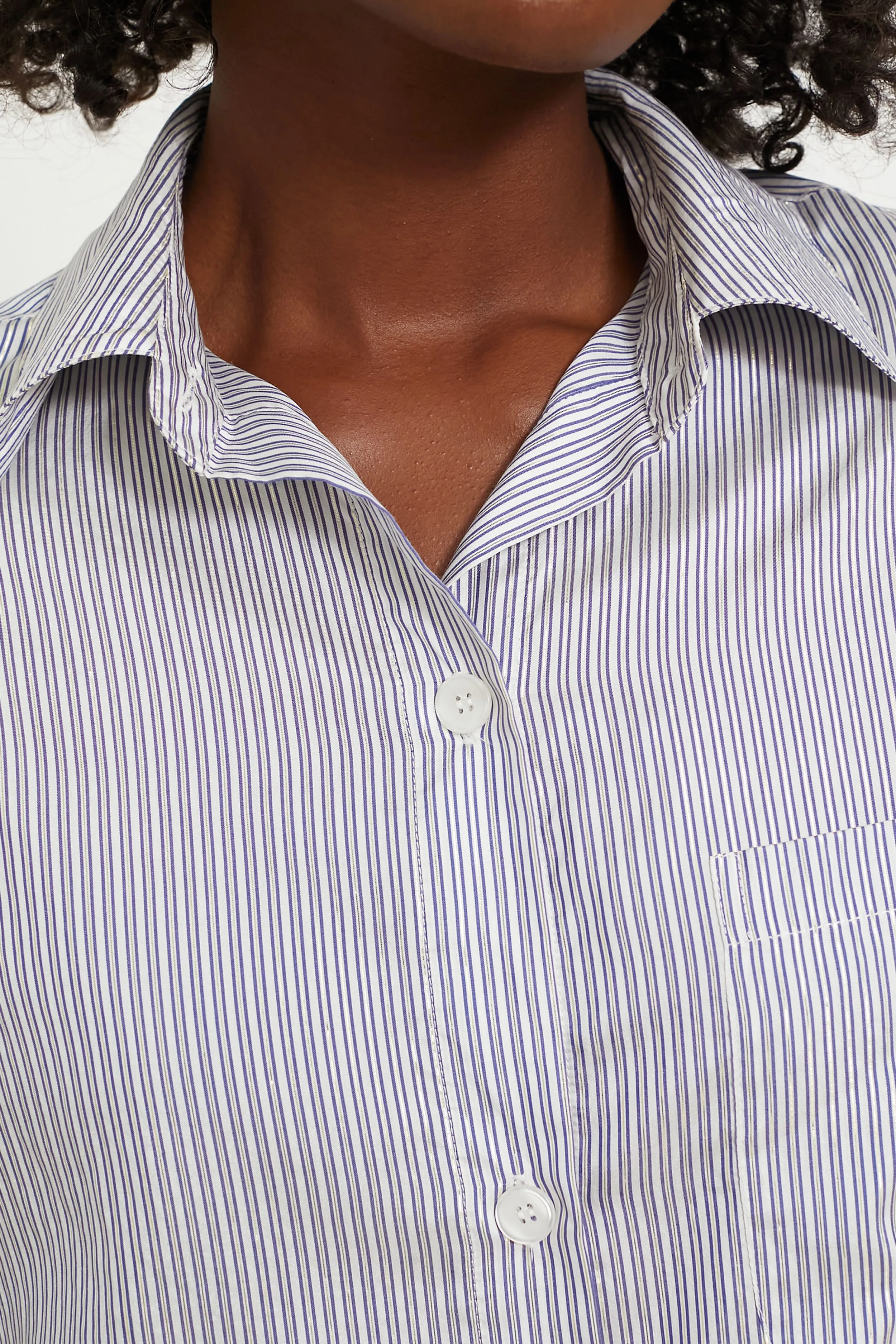 Ivory Indigo Gold Stripe Next Ex Shirt