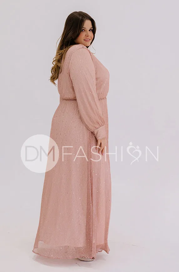 Jasmine Pink Champagne Sequin Gown - DM Exclusive - Nursing Friendly - Maternity Friendly