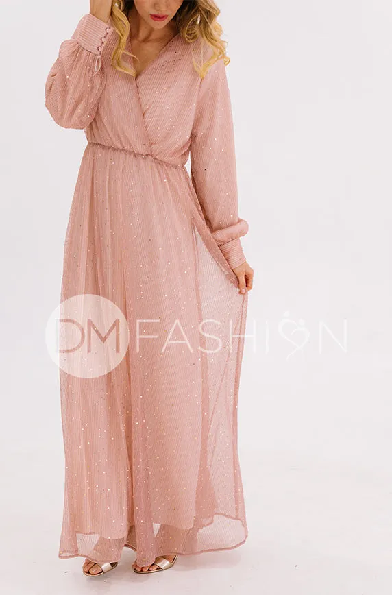 Jasmine Pink Champagne Sequin Gown - DM Exclusive - Nursing Friendly - Maternity Friendly