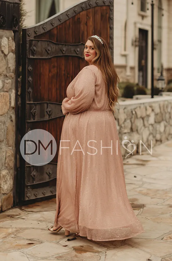 Jasmine Pink Champagne Sequin Gown - DM Exclusive - Nursing Friendly - Maternity Friendly