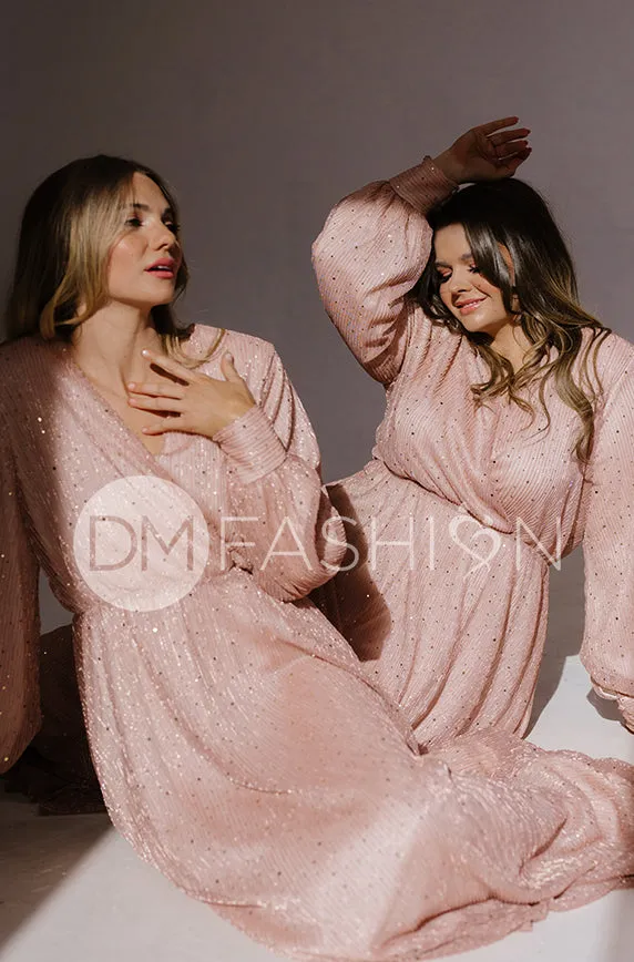 Jasmine Pink Champagne Sequin Gown - DM Exclusive - Nursing Friendly - Maternity Friendly