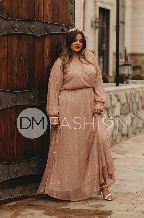 Jasmine Pink Champagne Sequin Gown - DM Exclusive - Nursing Friendly - Maternity Friendly