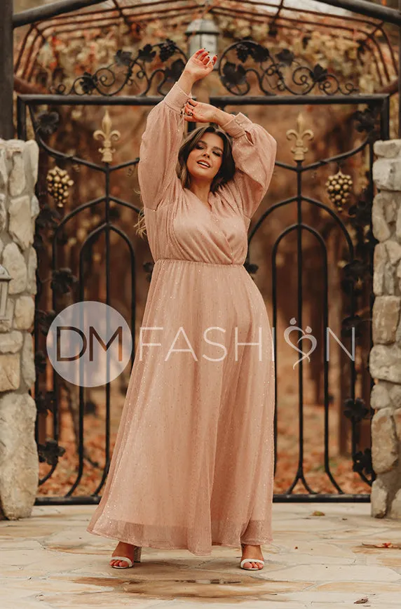 Jasmine Pink Champagne Sequin Gown - DM Exclusive - Nursing Friendly - Maternity Friendly