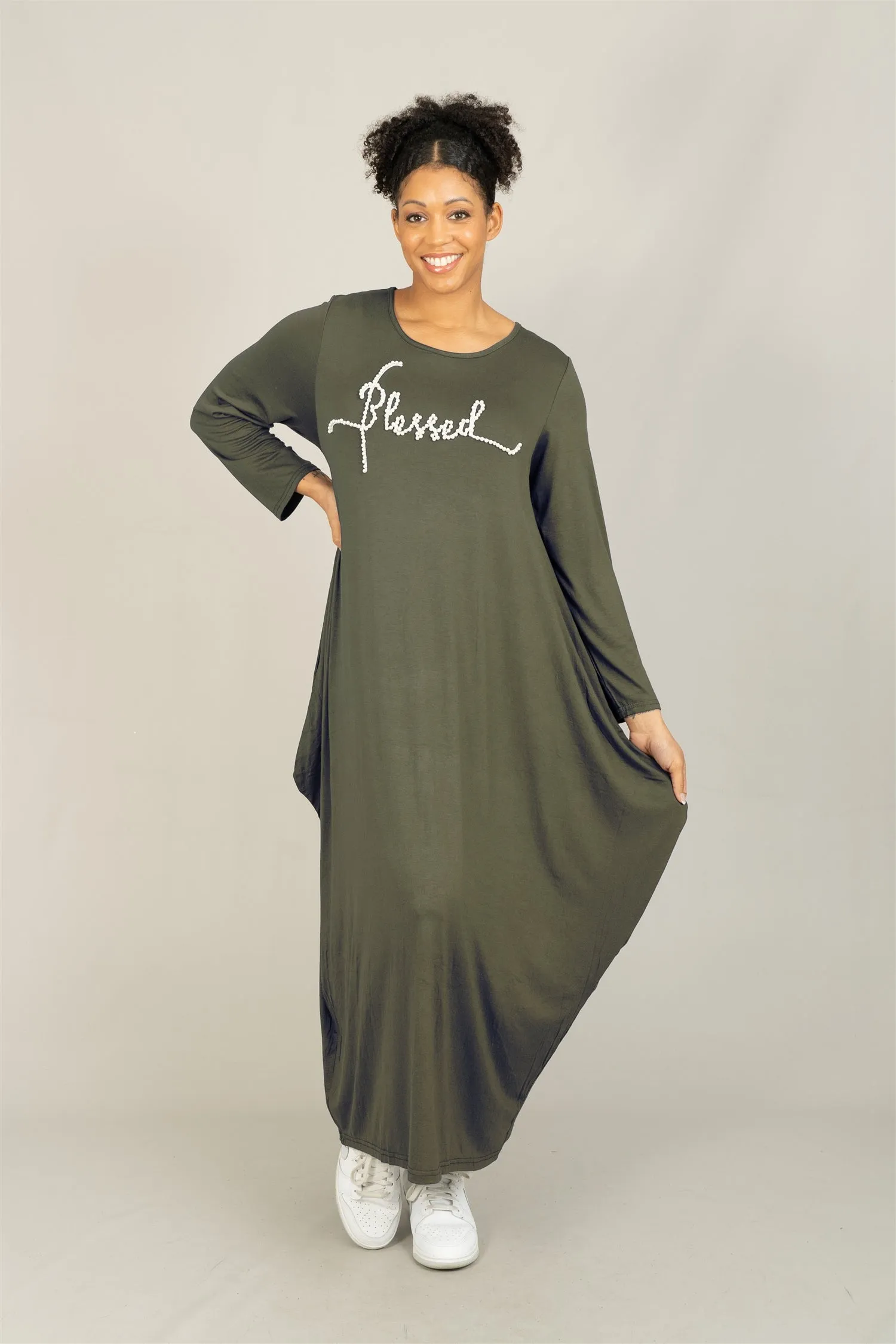 KaraChic CHH23053LS Blessed Pearl Knit Maxi Dress