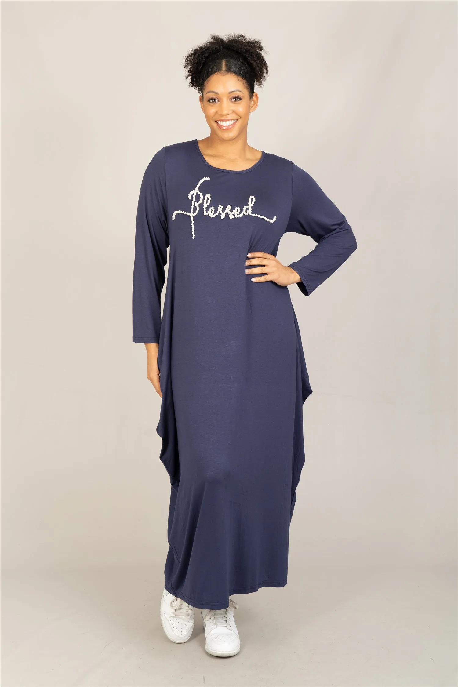 KaraChic CHH23053LS Blessed Pearl Knit Maxi Dress