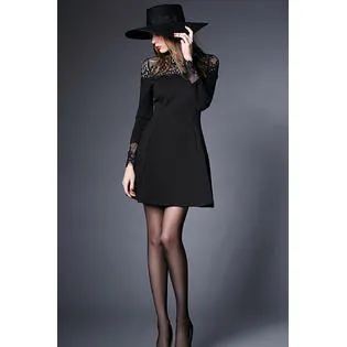 Kett More Women Flower Lace Long Sleeve Halter Skirt Dress-KMWD077