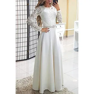 Ketty More Women Lace Top Plain Skirt Long Wedding Dress-KMWDC13520