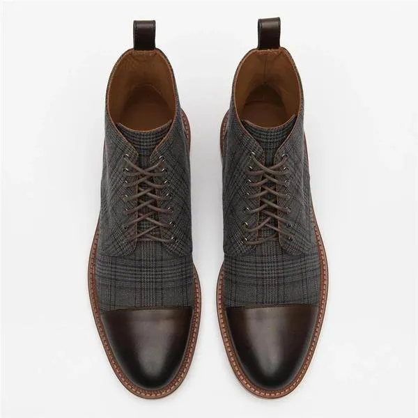 Kingsman Leather Accented Three-Quarter Plaid Boots