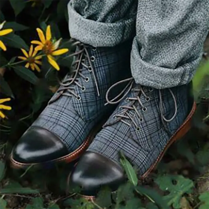 Kingsman Leather Accented Three-Quarter Plaid Boots