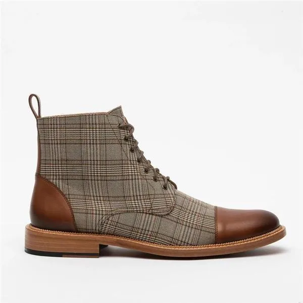 Kingsman Leather Accented Three-Quarter Plaid Boots