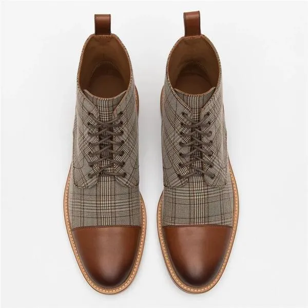 Kingsman Leather Accented Three-Quarter Plaid Boots