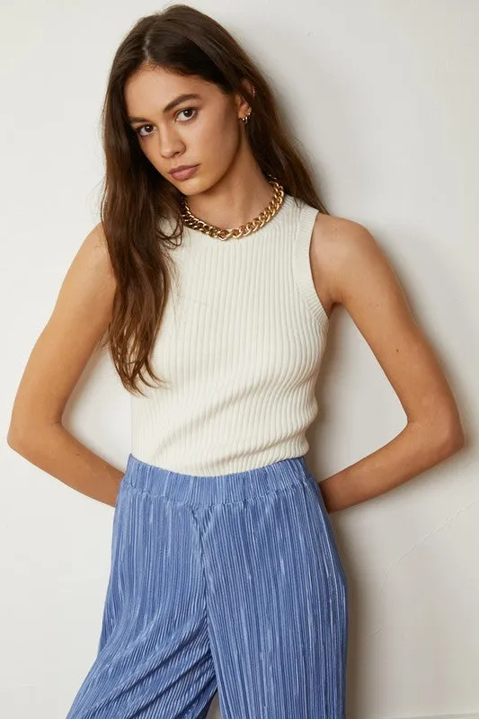 Knit Sweater Sleeveless Crop Top