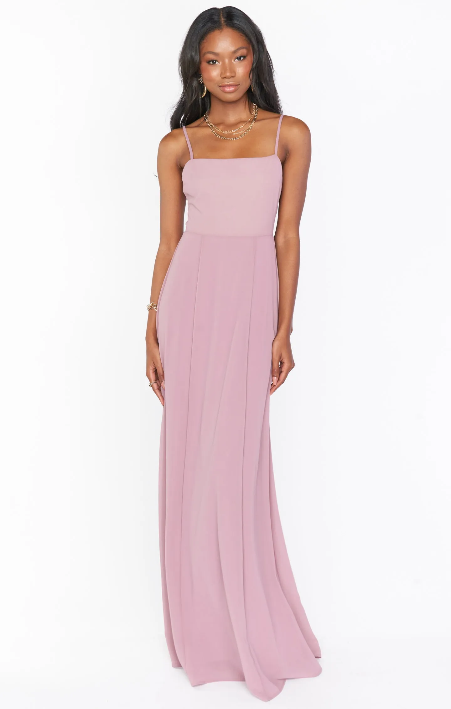 Lauren Tie Maxi Dress ~ Antique Rose Chiffon