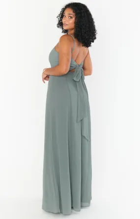 Lauren Tie Maxi Dress ~ Deep Sage Chiffon